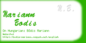 mariann bodis business card